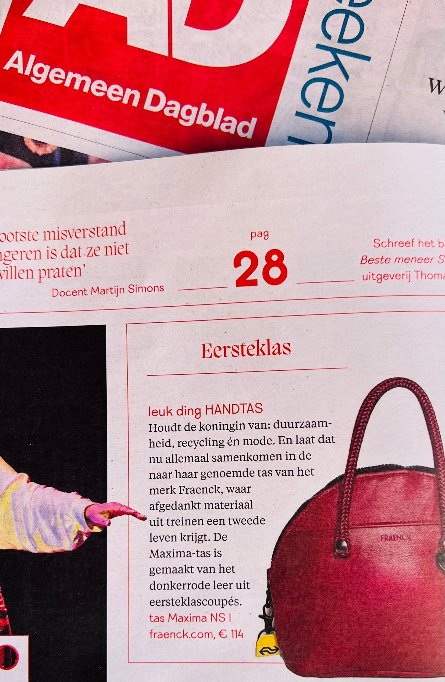 Fraenck in Mezza Magazine: Onze Maxima handtas landelijk in de krant
